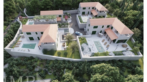 GRAĐEVINSKO ZEMLJIŠTE cca 3.000 m2 | PROJEKT ZA 4 VILE S BAZENOM | POGLED MORE | Dubrovnik okolica